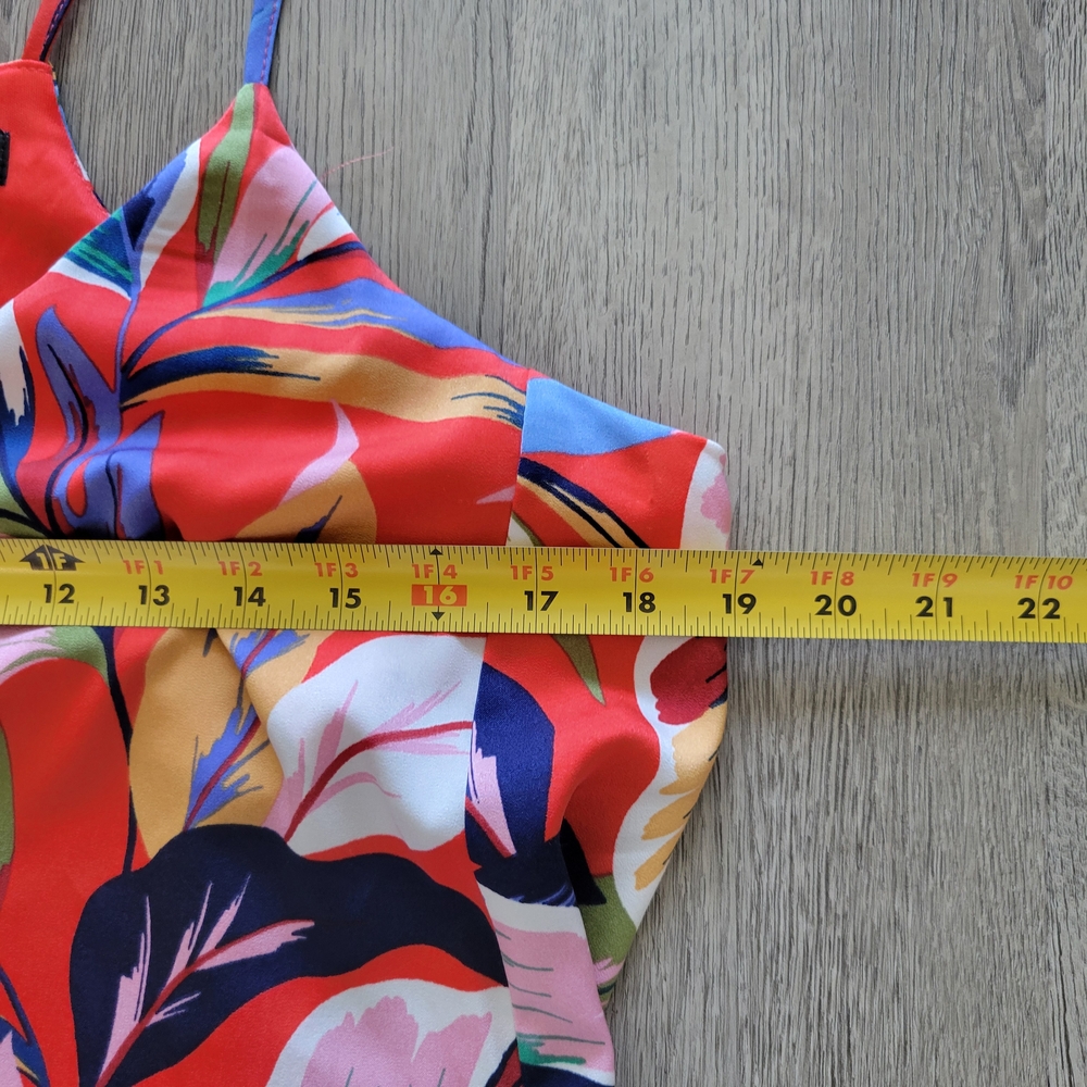 Nicole Miller Satin Multicolor Floral Pockets Straps Beach Maxi Dress Sz Large - Picture 12 of 13